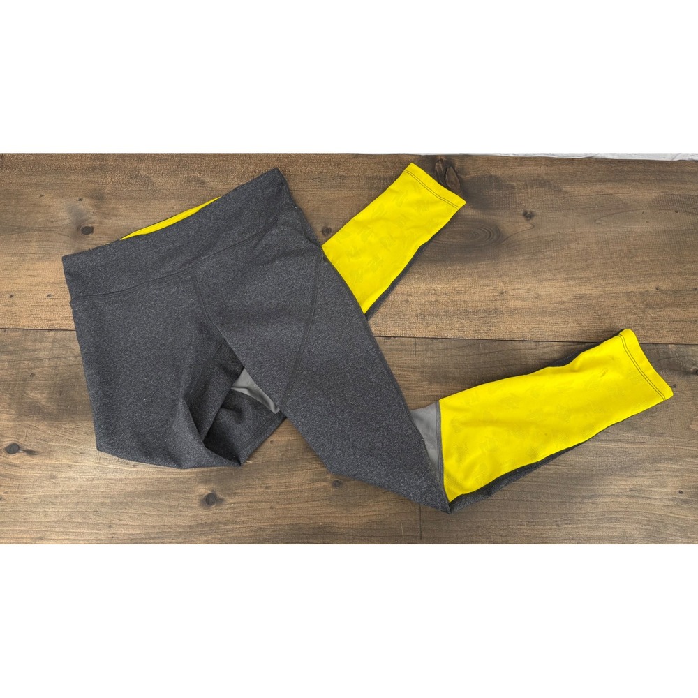 Rabbit Running Leggings Charcoal Gray Yellow Colorblock Size Small USA
